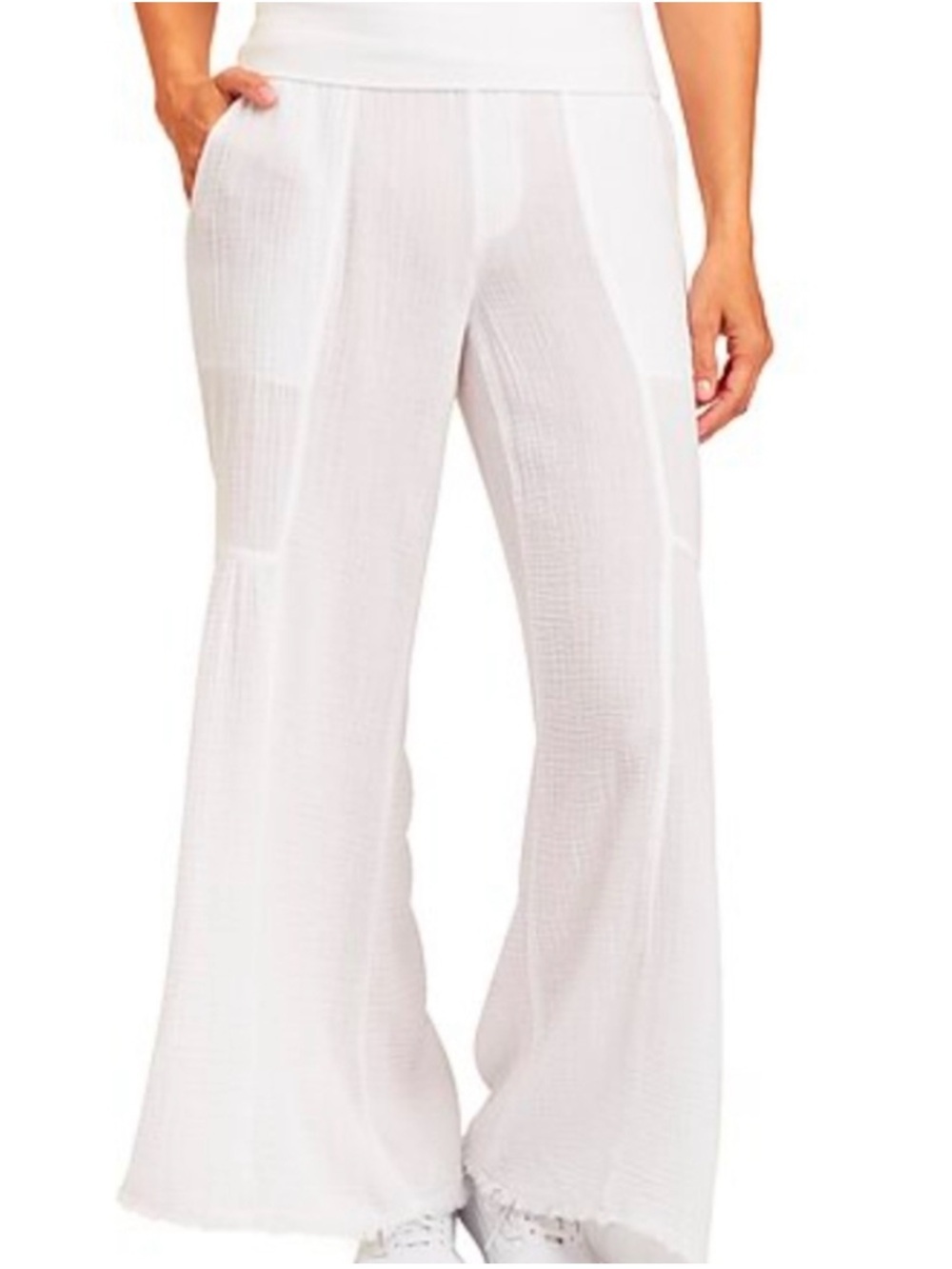 XCVI Elinore Wide Leg Pant White Women’s Lightweight Summer Trousers XS